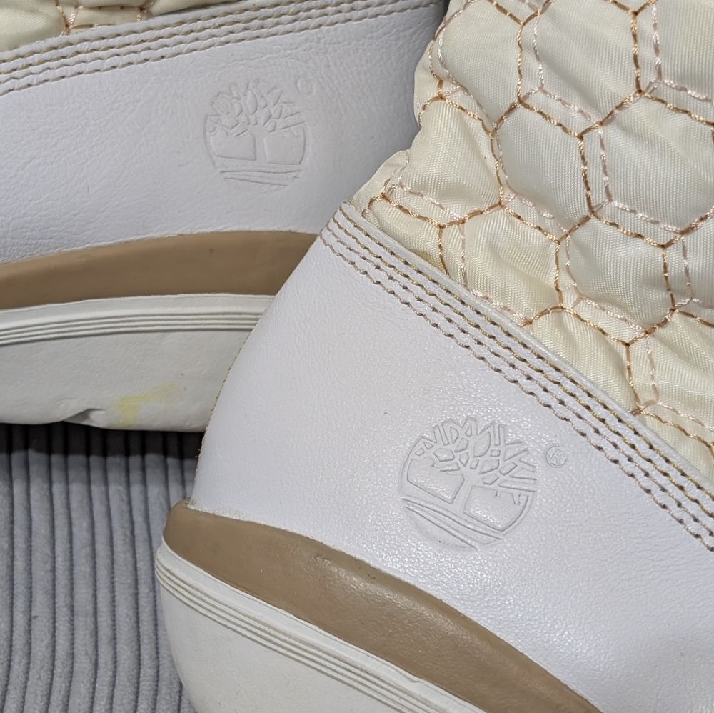 Timberland Kickadillaquilt Size 6 Boots White Leather 14In Vintage - Picture 3 of 14